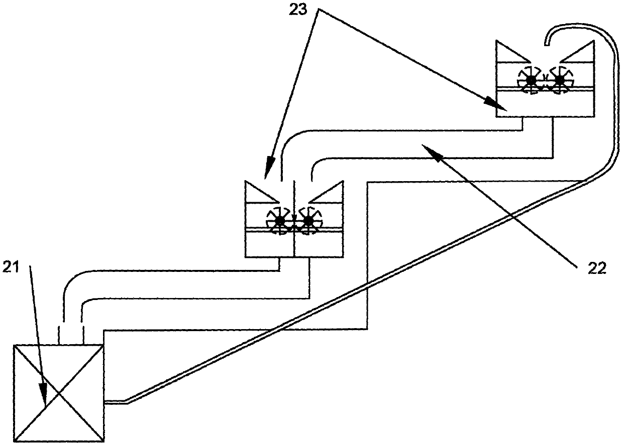 Static water rising circulating power generating system based on injection pump