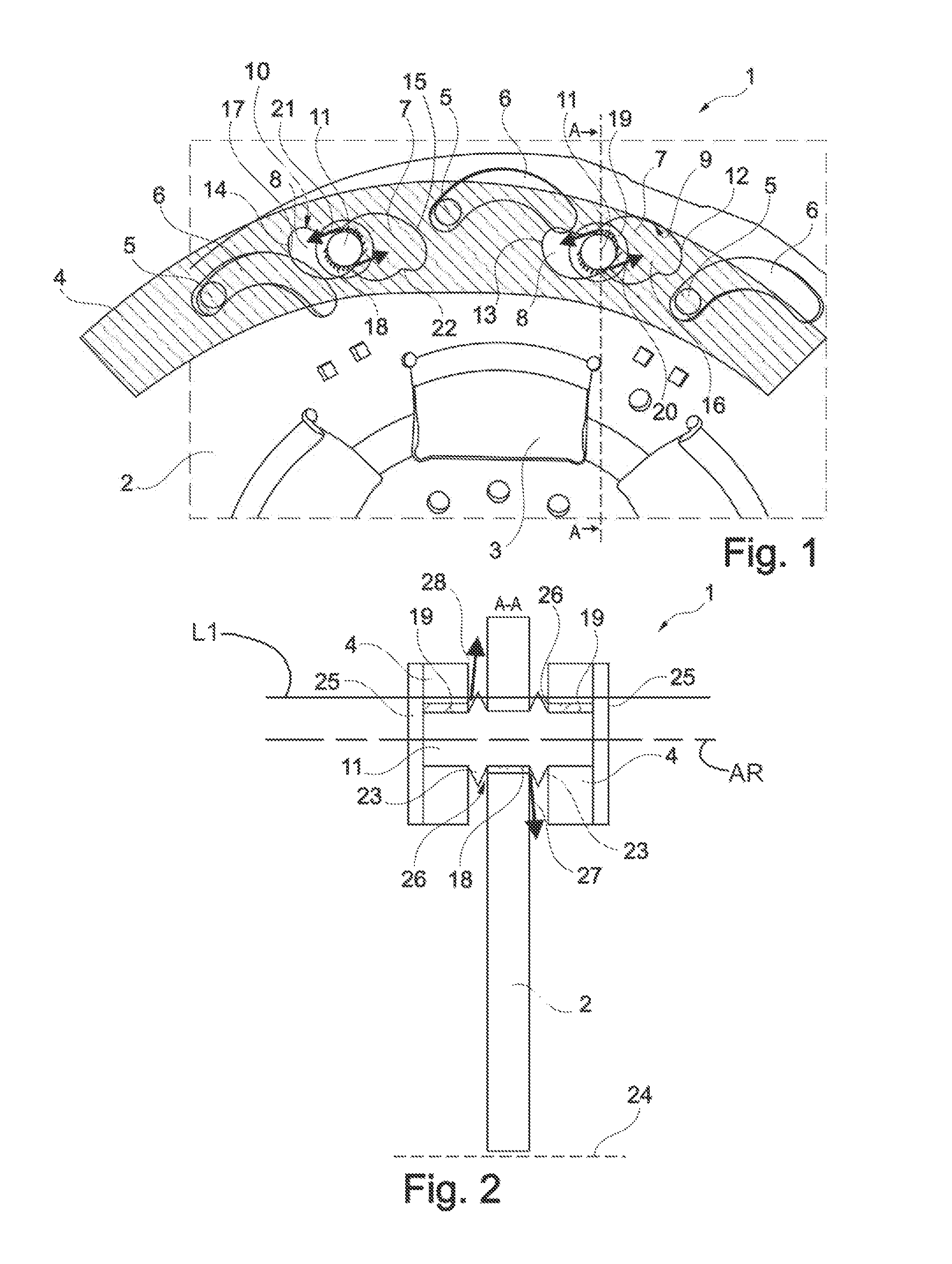 Oil cavity for pendulum element (roller) of a centrifugal pendulum