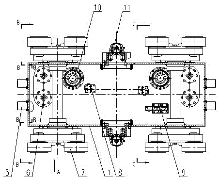 Traveling mechanism for ship and ocean engineering deck machinery