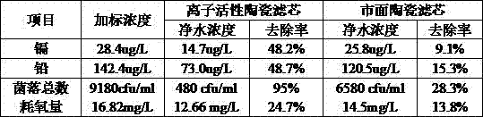 Ionic activity multi micropore ceramic filter element raw material formula and manufacturing technology thereof