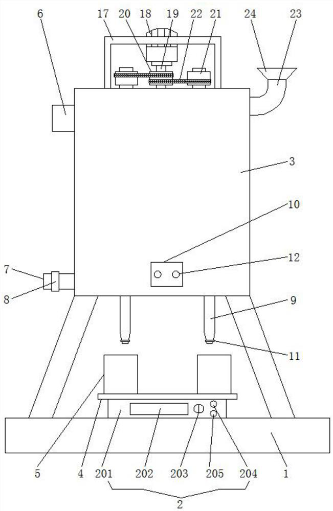 Anticorrosive coating production paint discharging and subpackaging device with weighing function