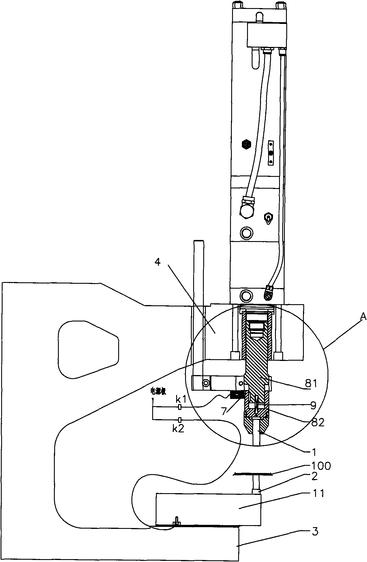 Punching-preventing safety device for pneumatic-hydraulic punch