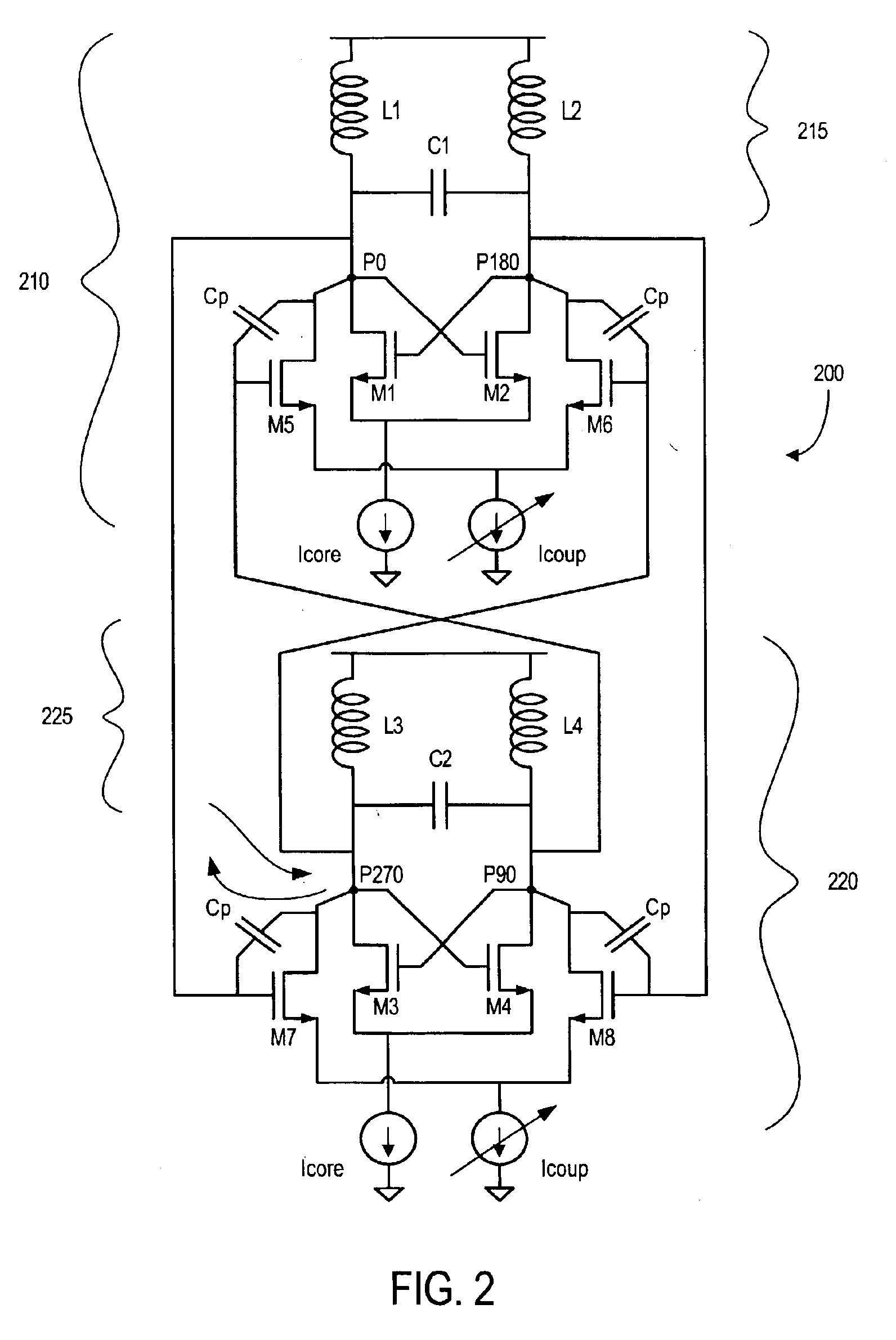 Unilateral coupling for a quadrature voltage controlled oscillator