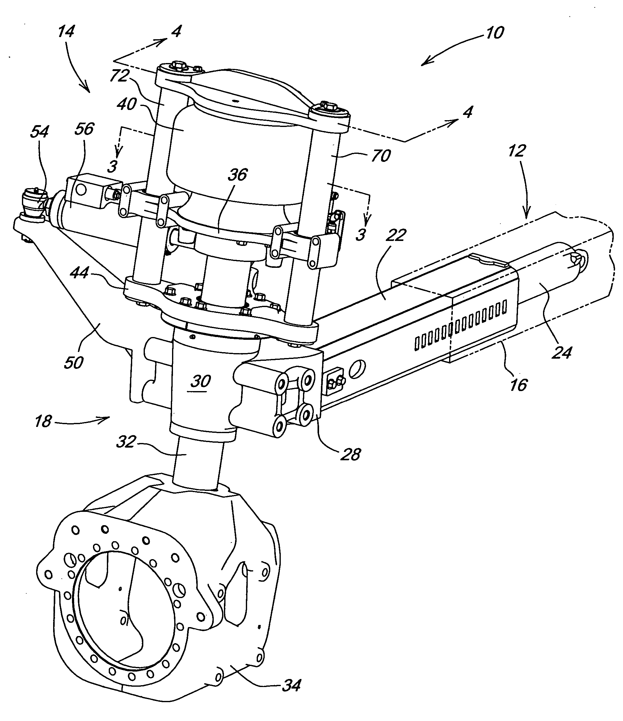 High clearance vehicle suspension with twin spindles for transferring steering torque