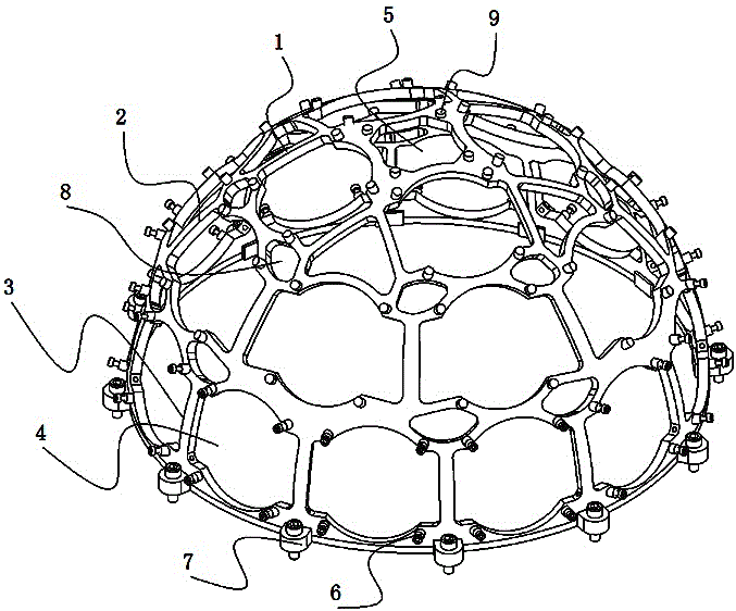 Conformal spherical antenna array with good shielding effect