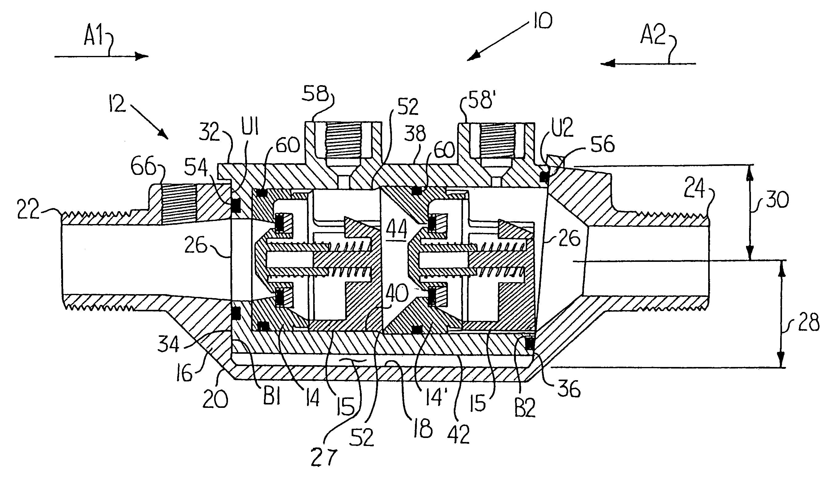 Double check valve assembly