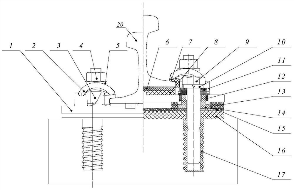 Novel bolted fastener for urban rail transit