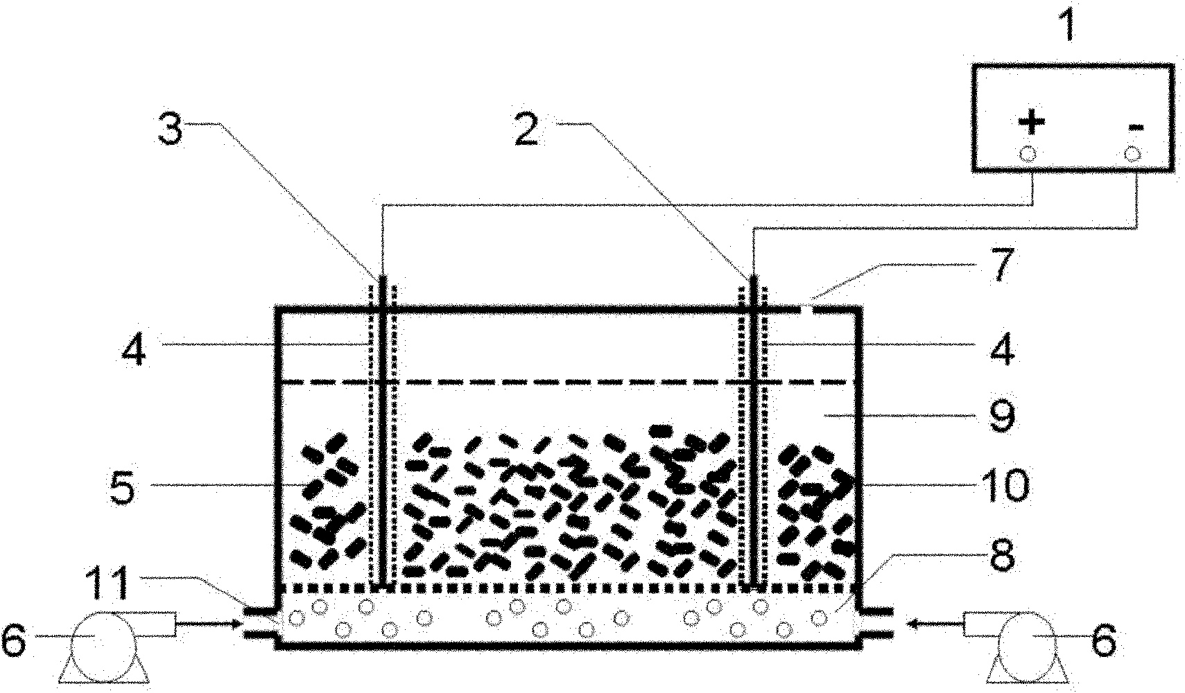 Method for removing organic matters in water by utilizing three-dimensional electrode electro-fenton and device thereof