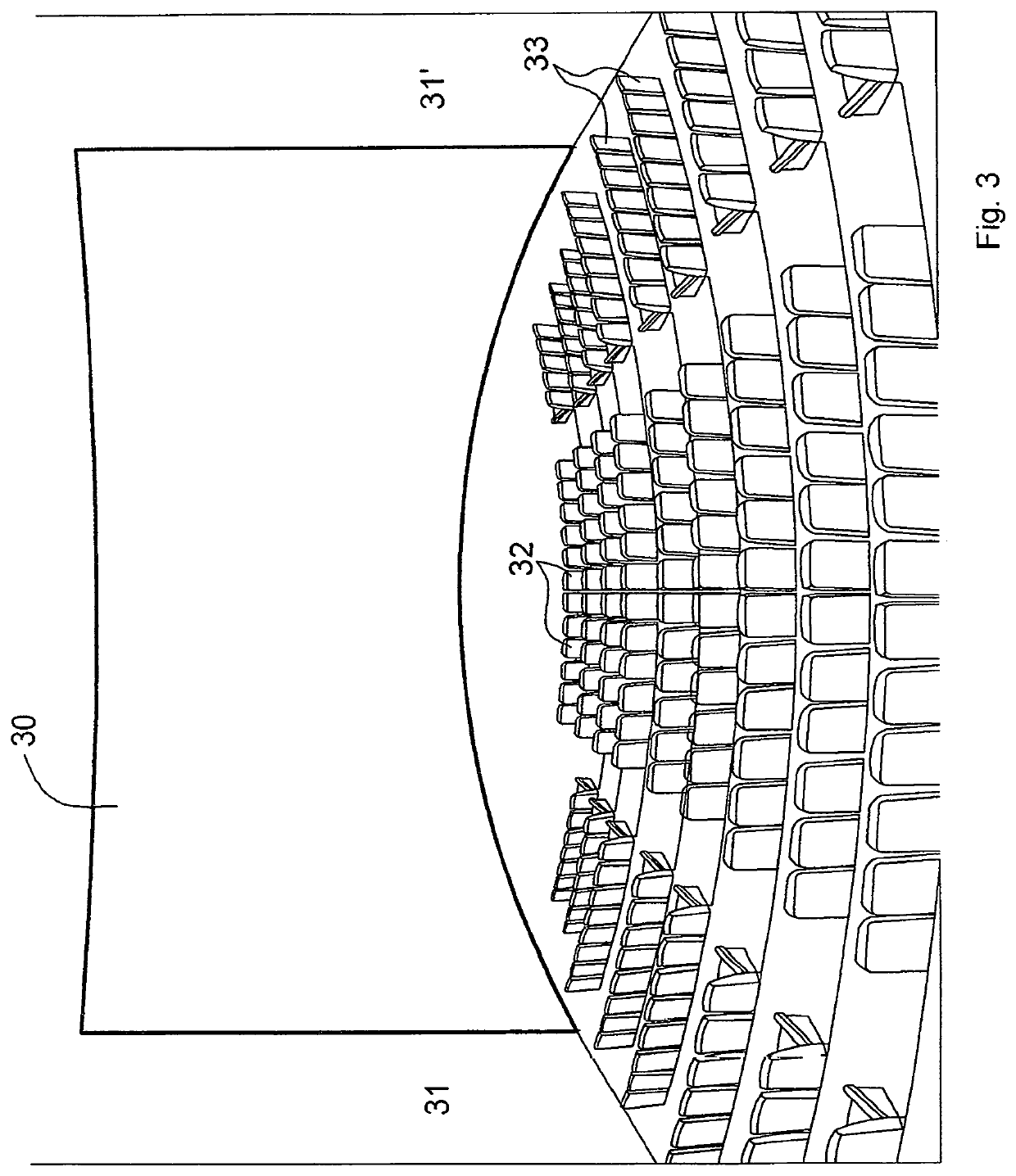 Method and system for creating wide-screen picture-dominance effect in a conventional motion-picture theater