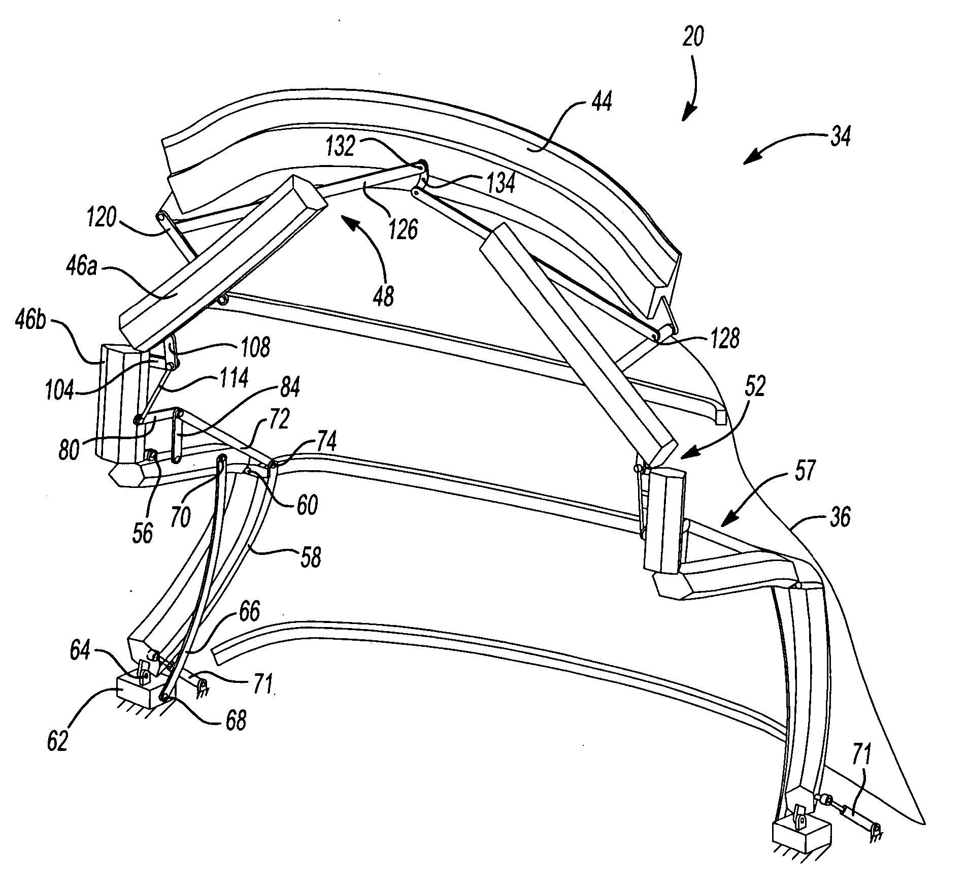 In-folding convertible roof