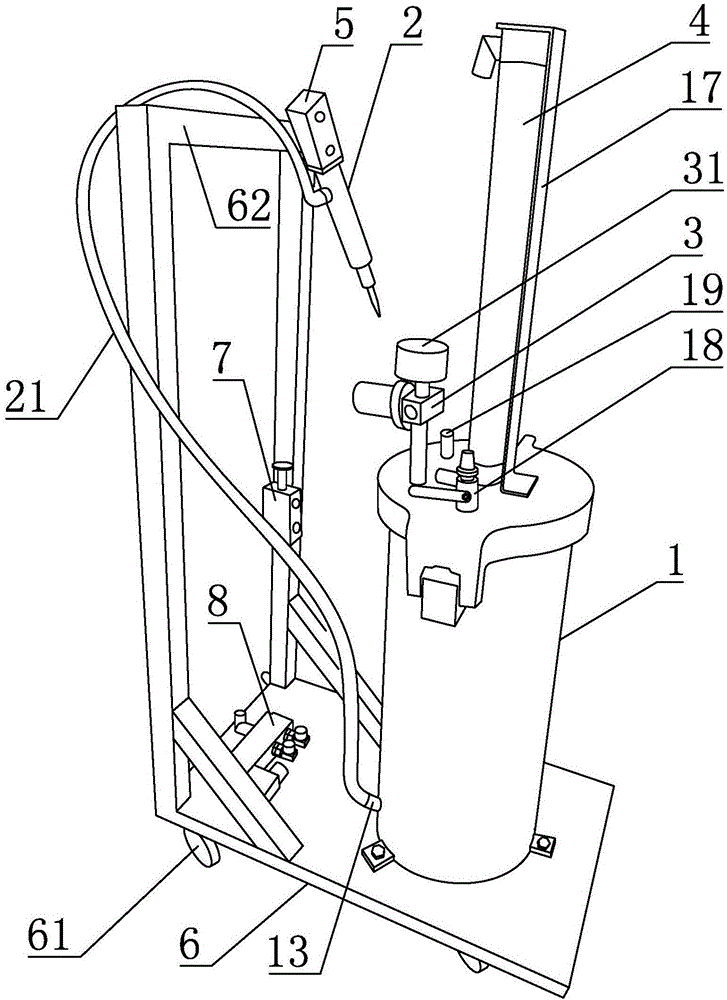 Glue dispenser for glue filling of air cylinders