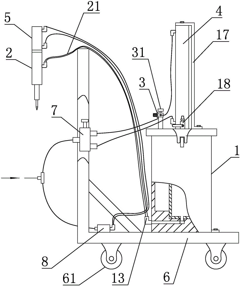 Glue dispenser for glue filling of air cylinders