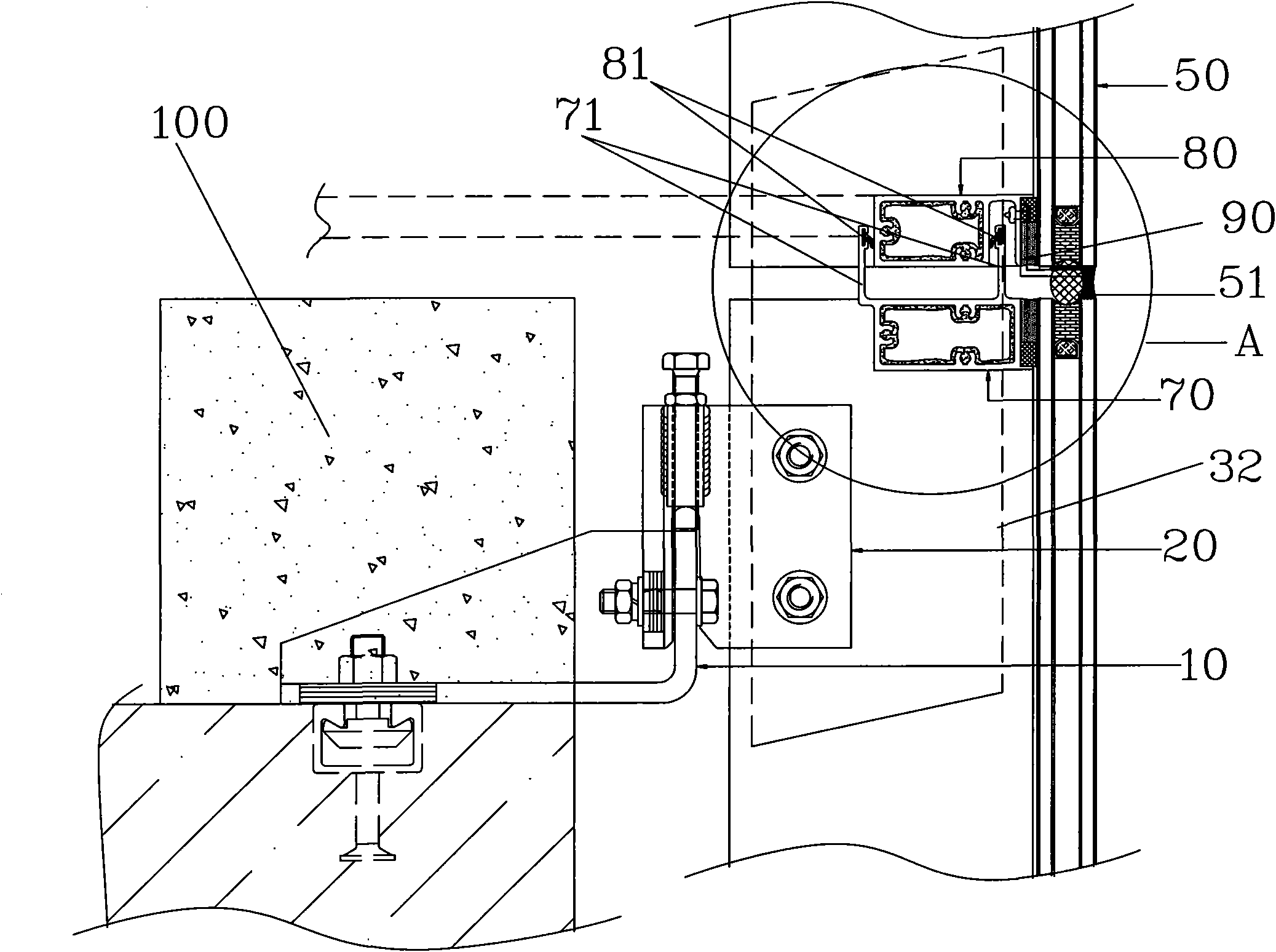 Building curtain wall structure