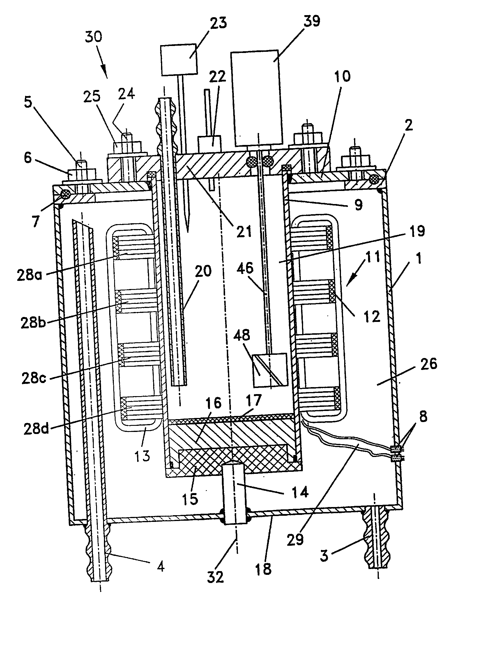 Ultrasonic reactor and process for ultrasonic treatment of materials