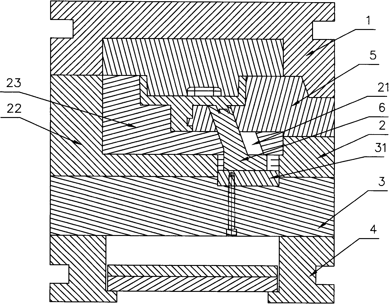 Middle plate type multiple-slider structure die