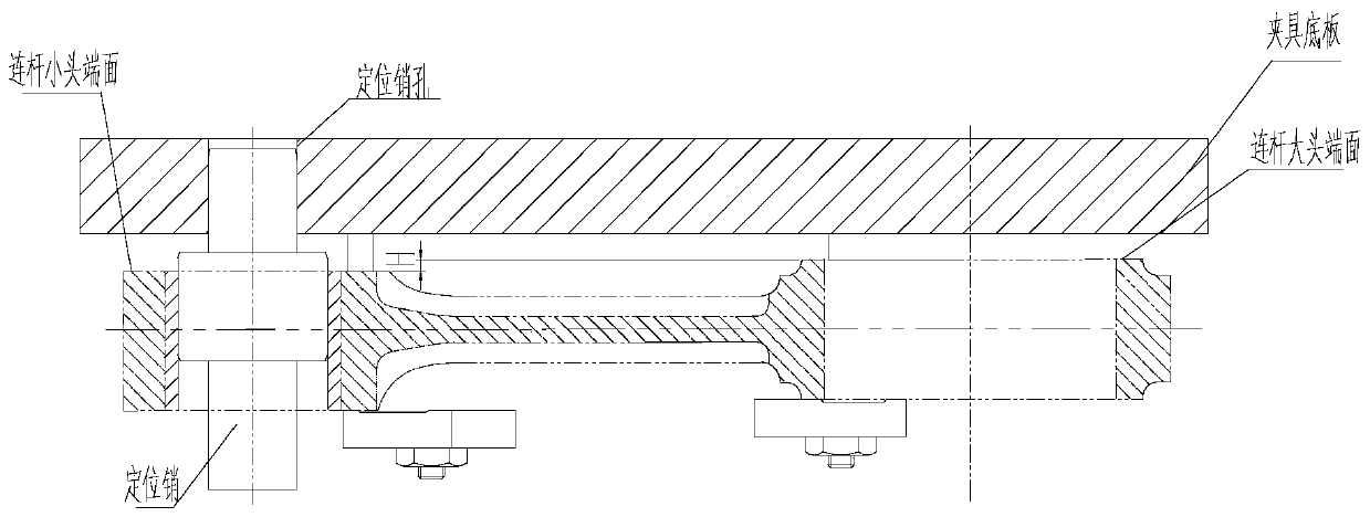 Machining and positioning device and machining method for lining holes at two ends of connecting rod