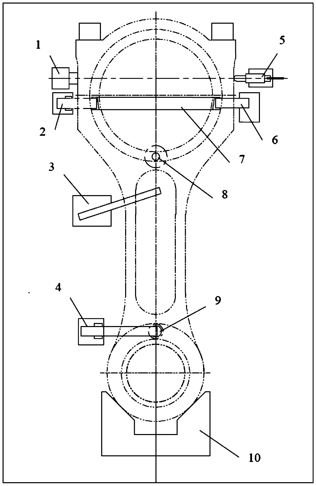 Machining and positioning device and machining method for lining holes at two ends of connecting rod