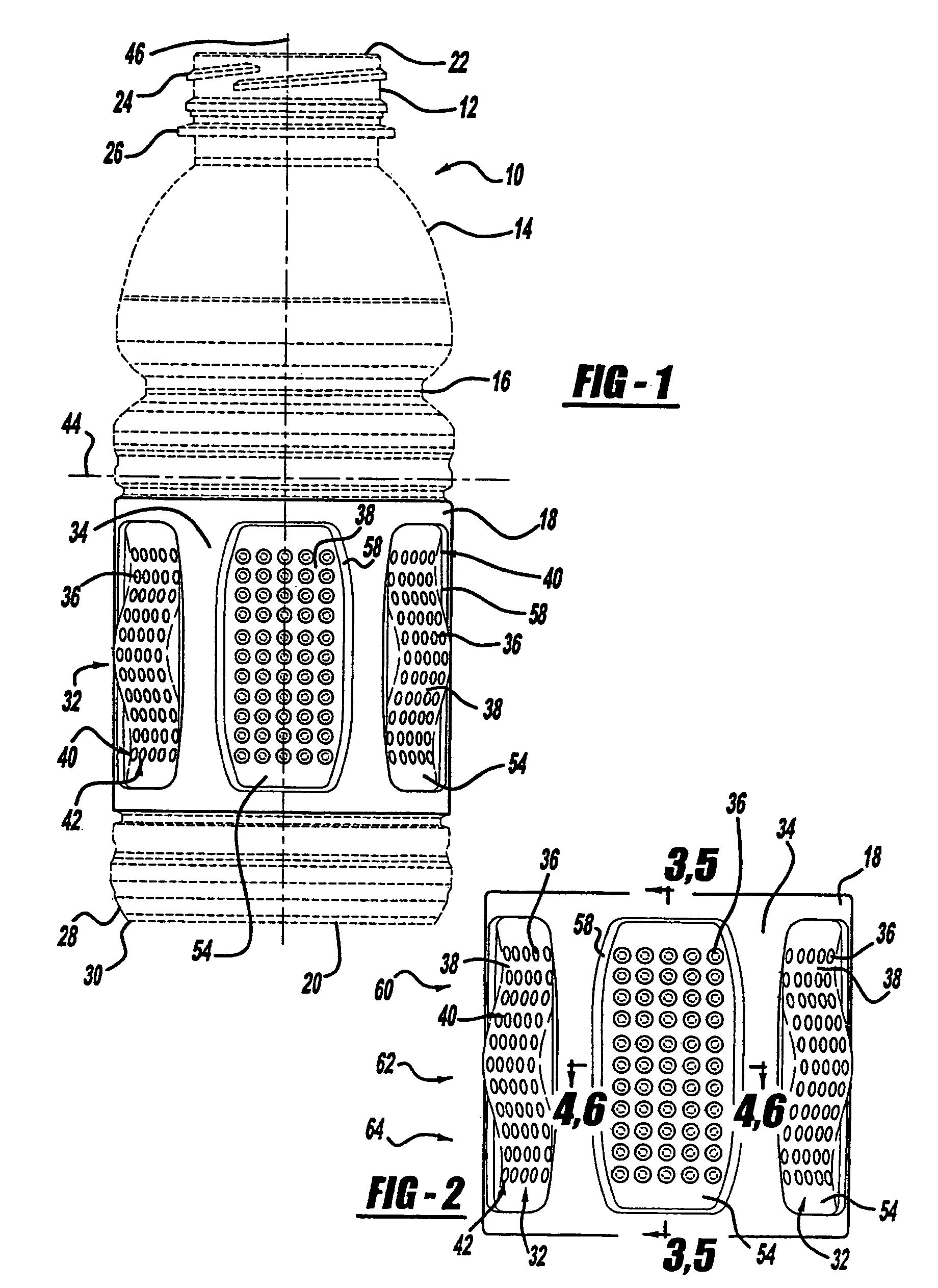 Inverting vacuum panels for a plastic container