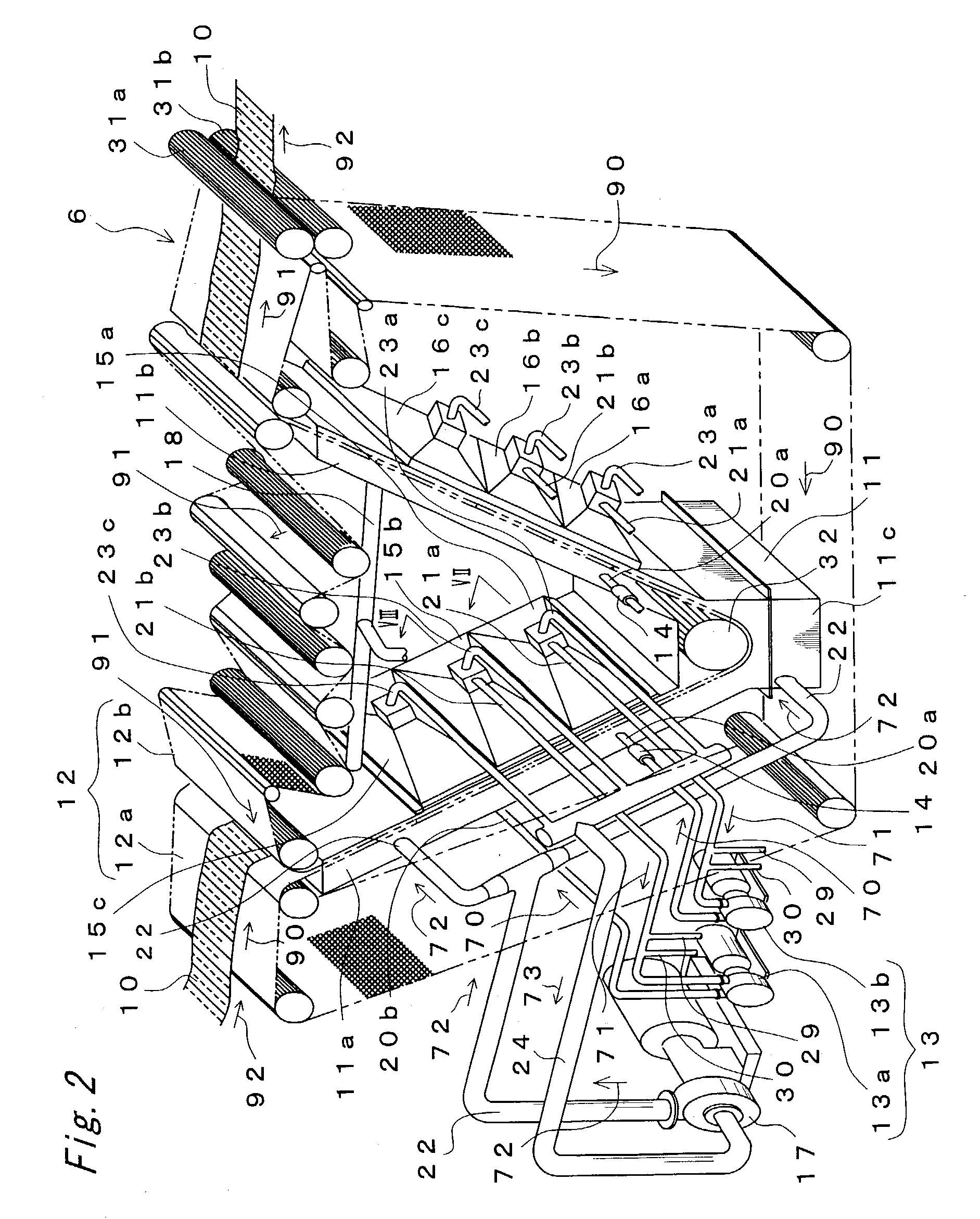 Treatment apparatus for chemical modification of animal fibers of continuous web form