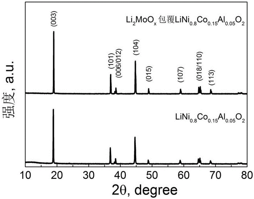 Lithium molybdate surface modified lithium ion battery nickel-rich positive pole material and preparation method thereof