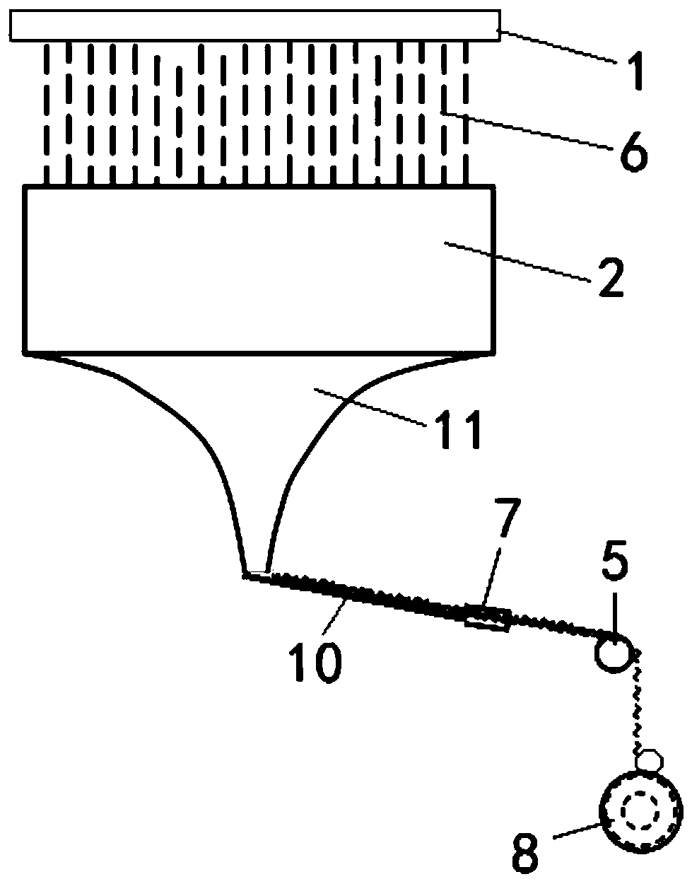 A device and method for preparing superfine fiber bundles by melt blown method