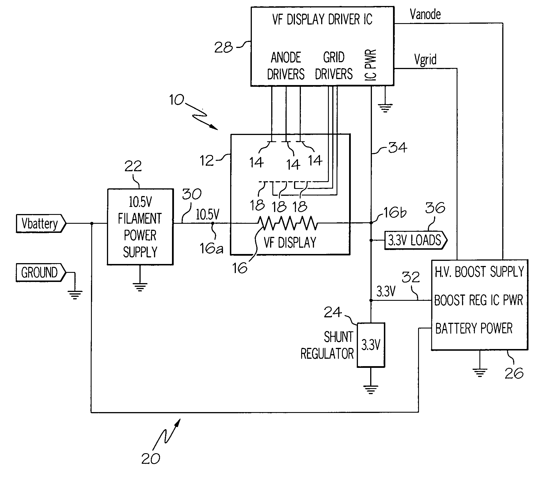 Drive apparatus for a vacuum fluorescent display