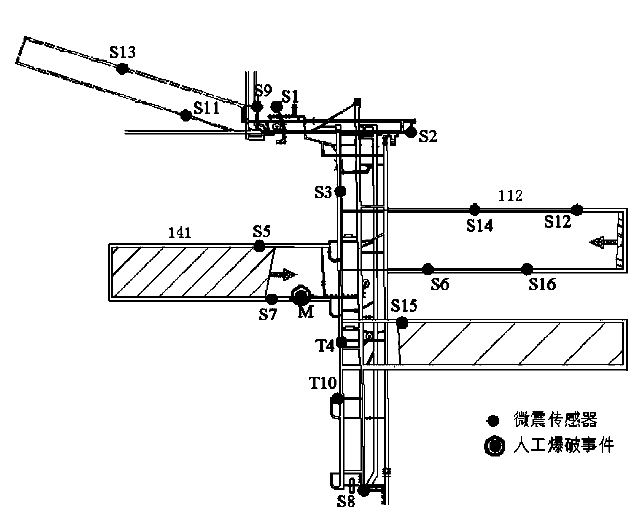 Testing method for determining microquake wave velocity in real time