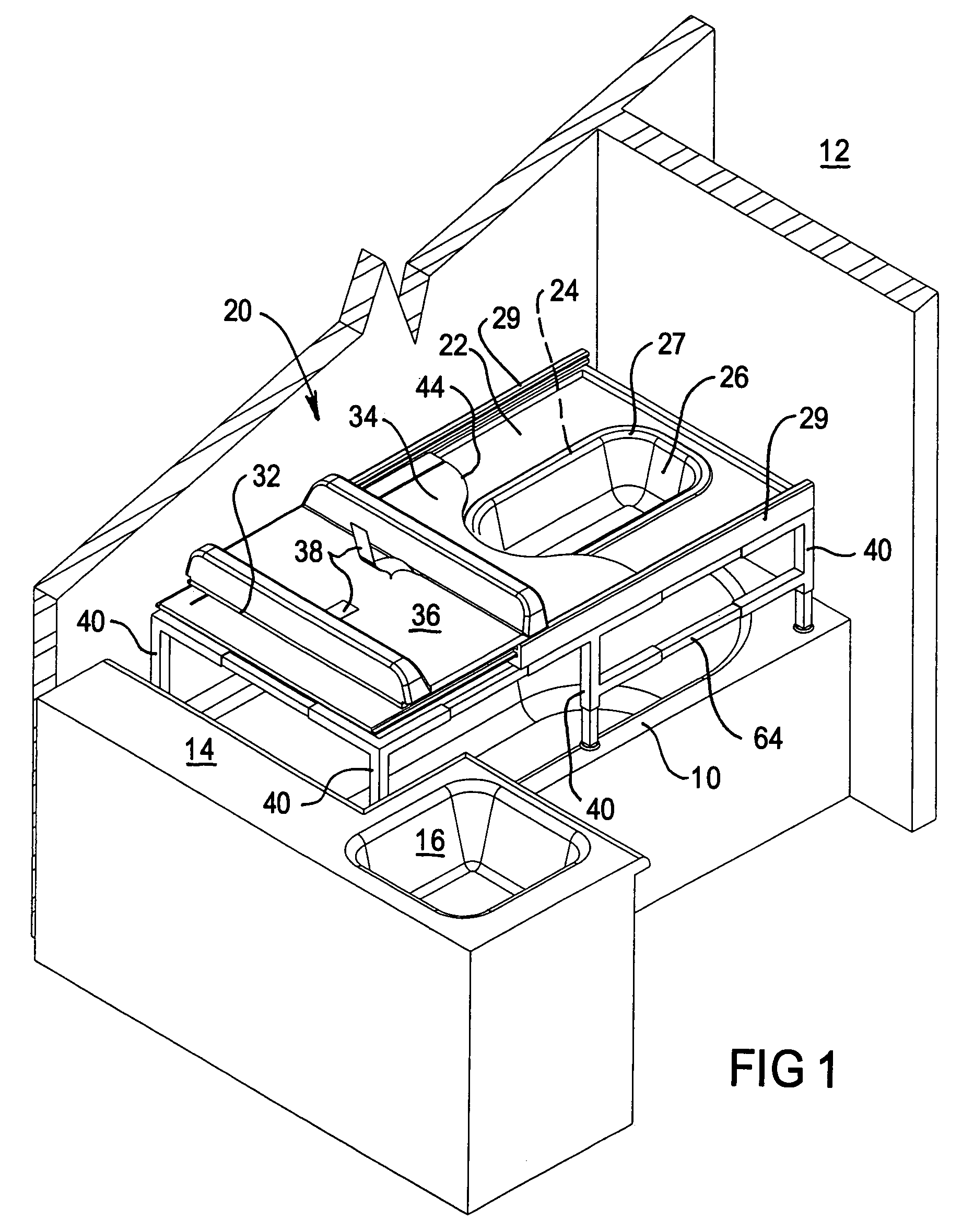 Combination baby change table and bath support