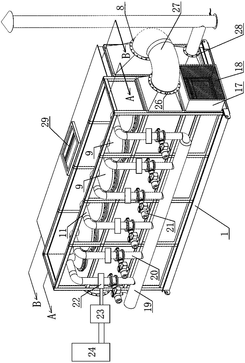 Mine well mouth anti-freezing air heating device based on methyl alcohol nano catalytic oxidation