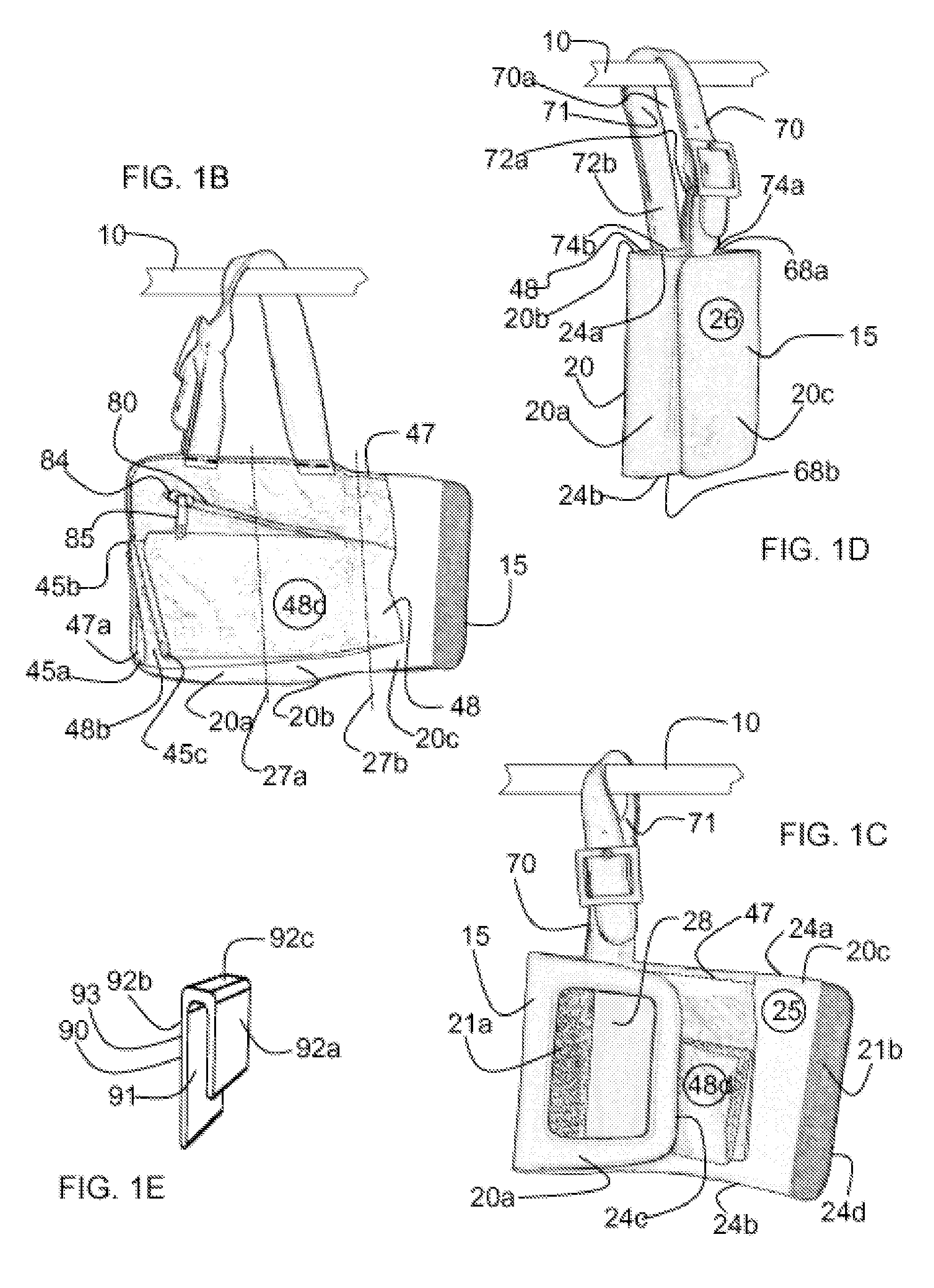 Readily deployed and stowed storage devices for temporary holding and transporting personal items