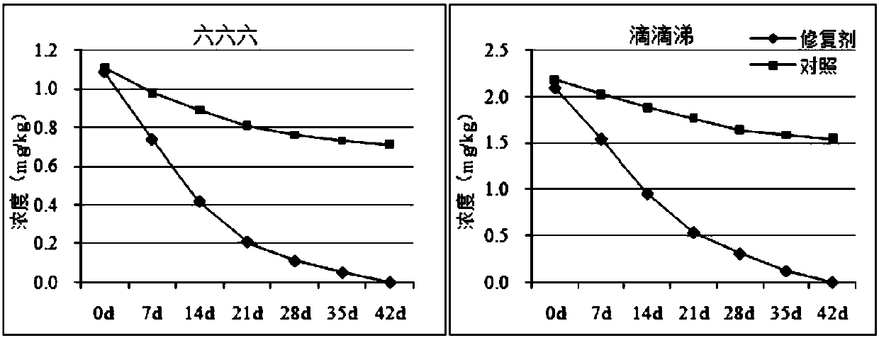 Soil restoration agent adsorbing and degrading organic pesticide and preparation method of soil restoration agent