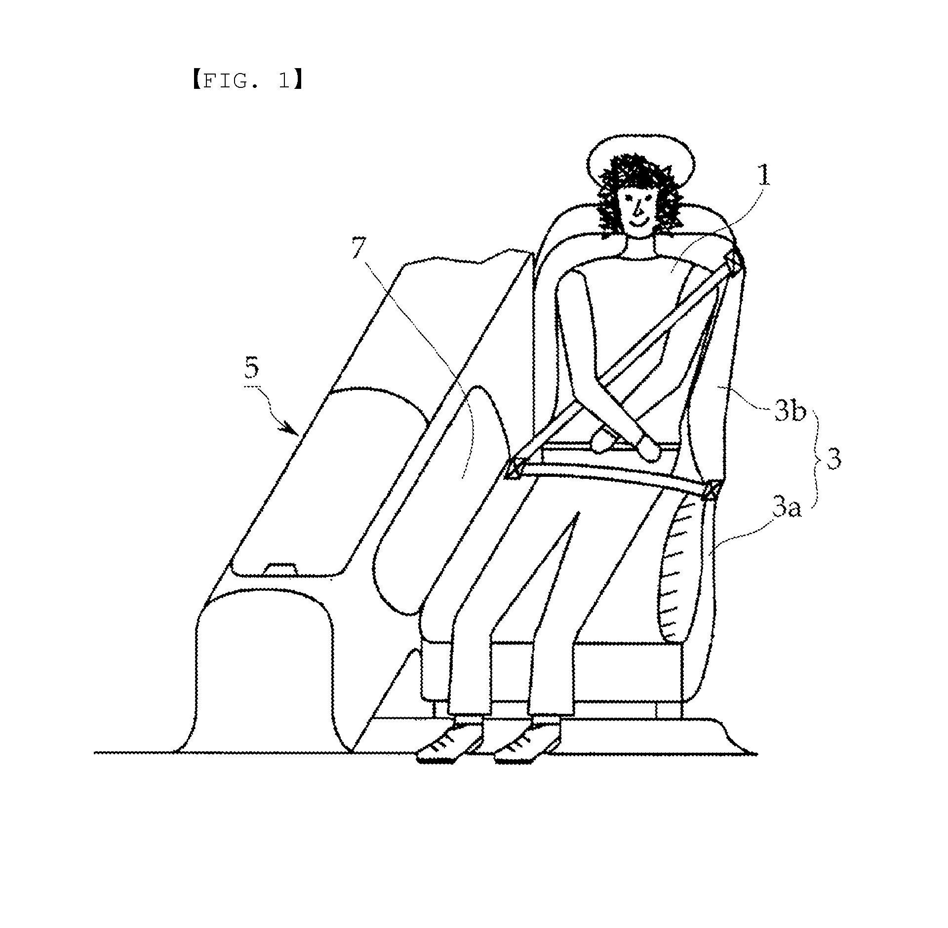 Middle side airbag confined between arm-rest and seat