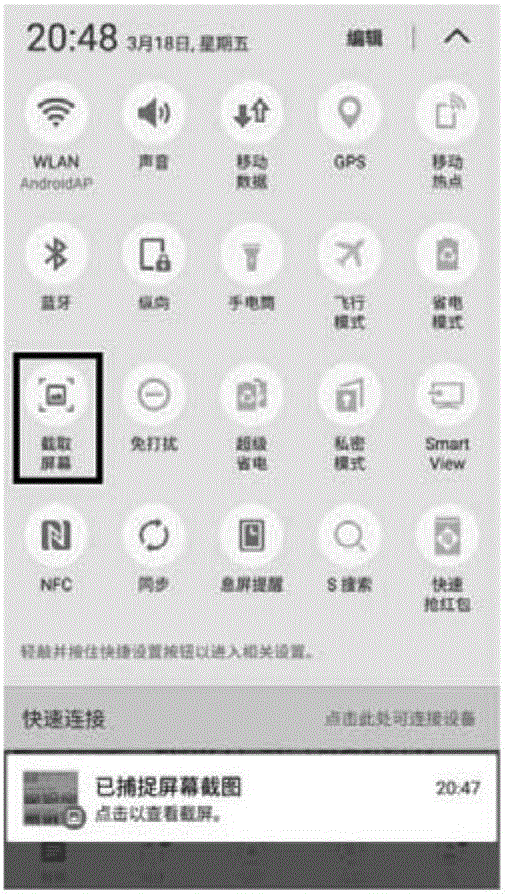 Screen capturing method and device for electronic terminal