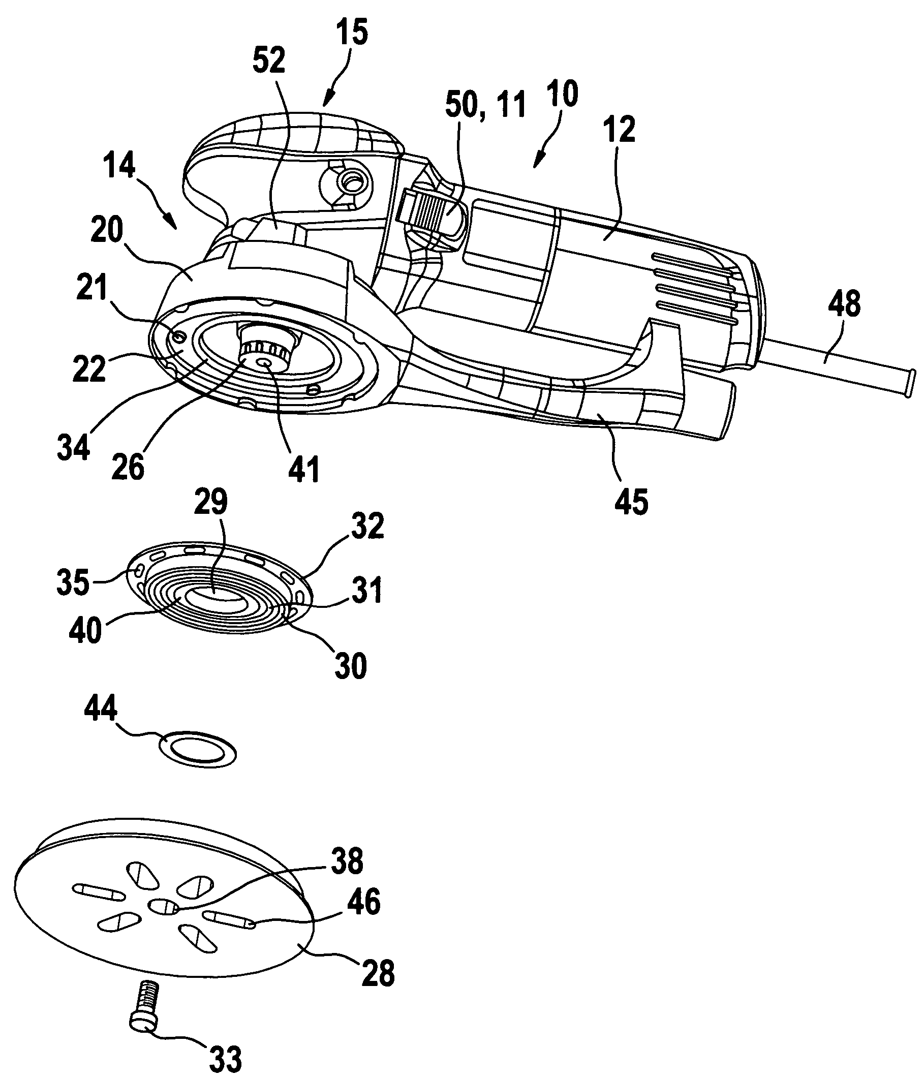 Eccentric grinding hand power tool