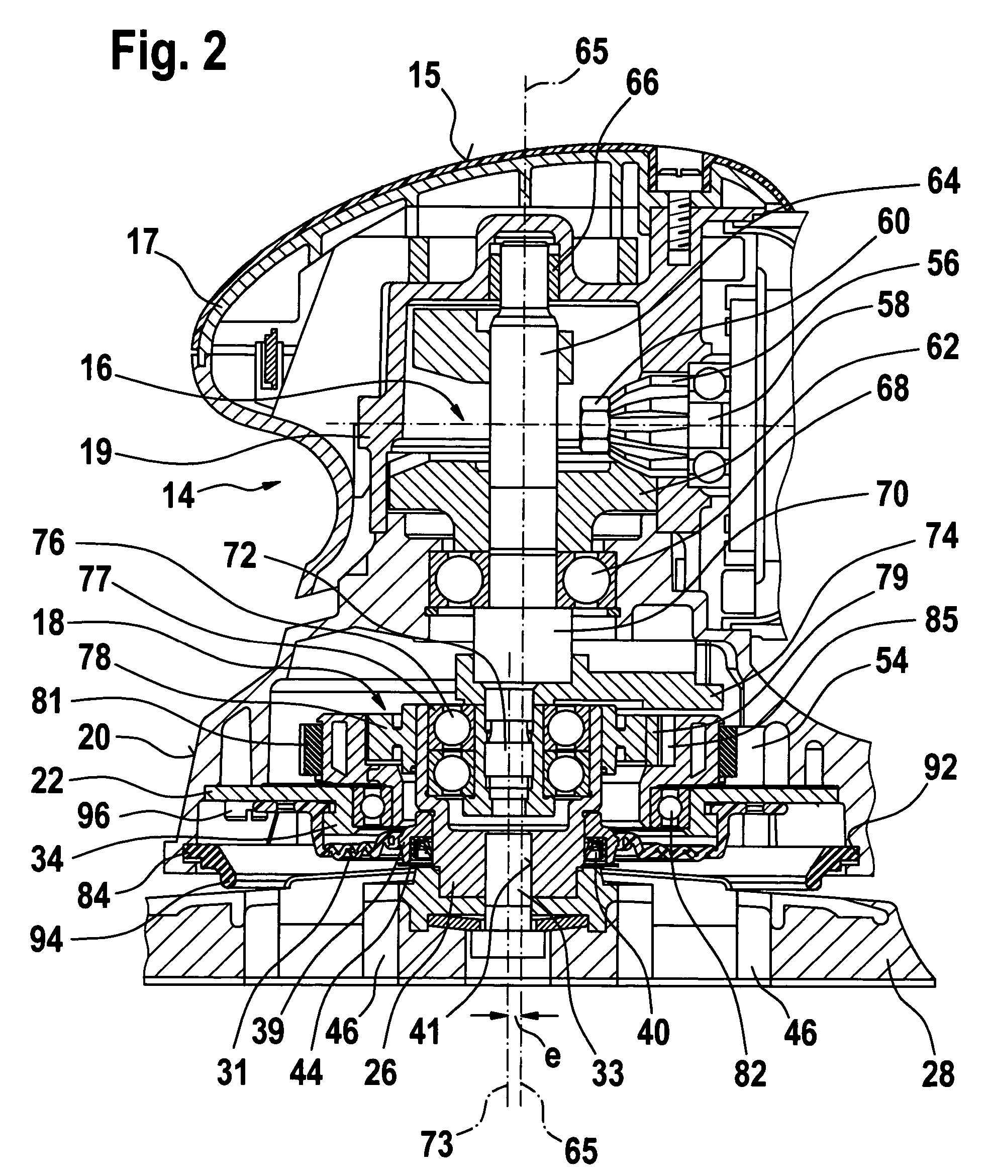 Eccentric grinding hand power tool