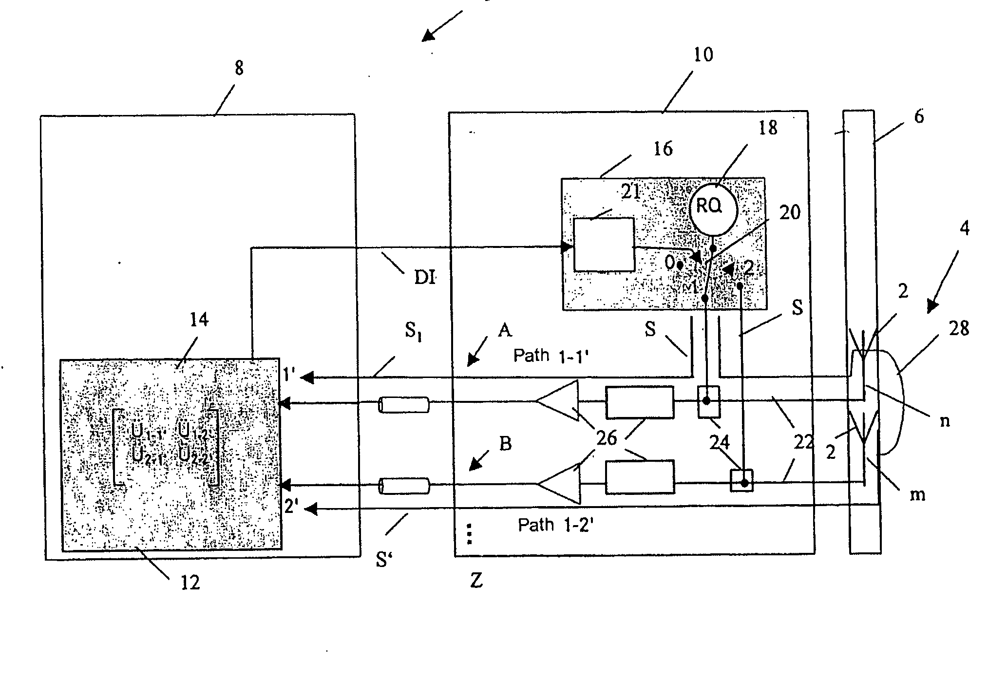 Method and system for sampling at least one antenna