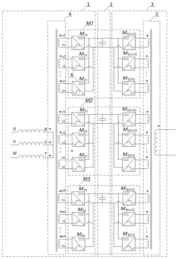 Highly-reliable main circuit topological structure of railway ground deflector