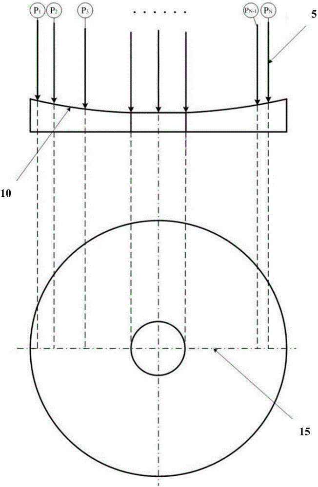 Device and method for detecting contours of large-caliber aspheric surface components