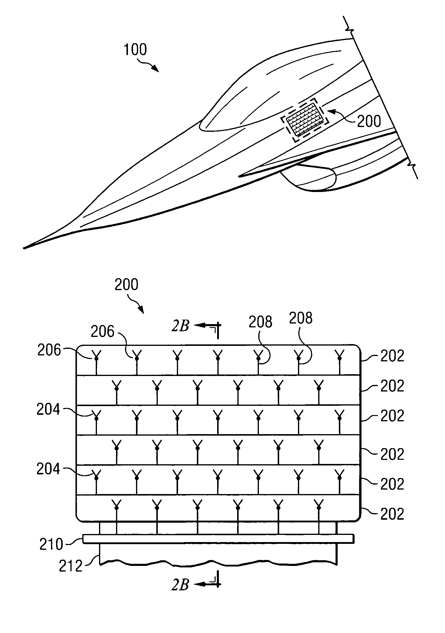 RF antenna array structure