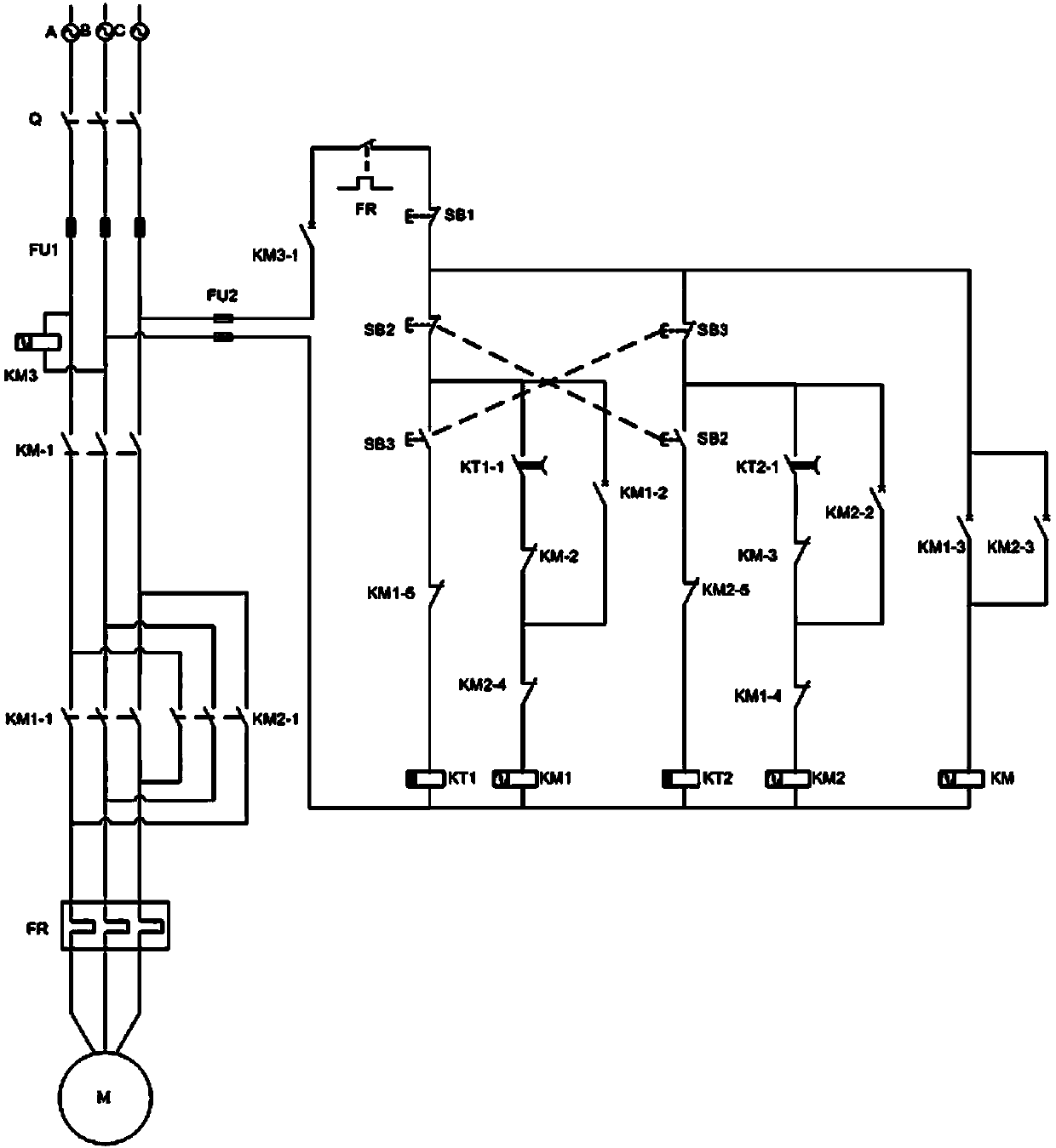 Motor positive and negative rotation control circuit