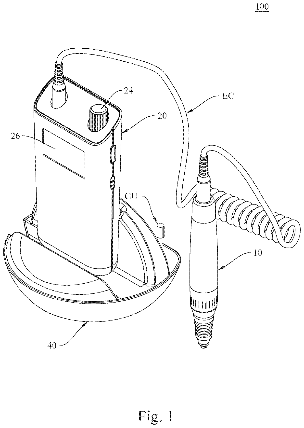 Nail filing machine, UV light sterilization container, and nail filing system including the nail filing machine