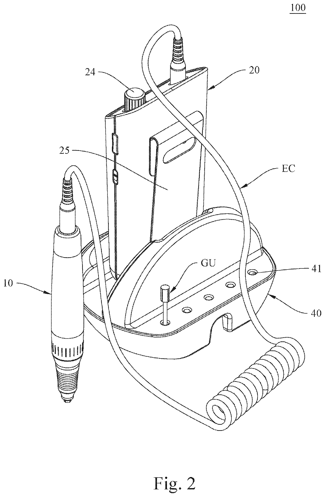 Nail filing machine, UV light sterilization container, and nail filing system including the nail filing machine