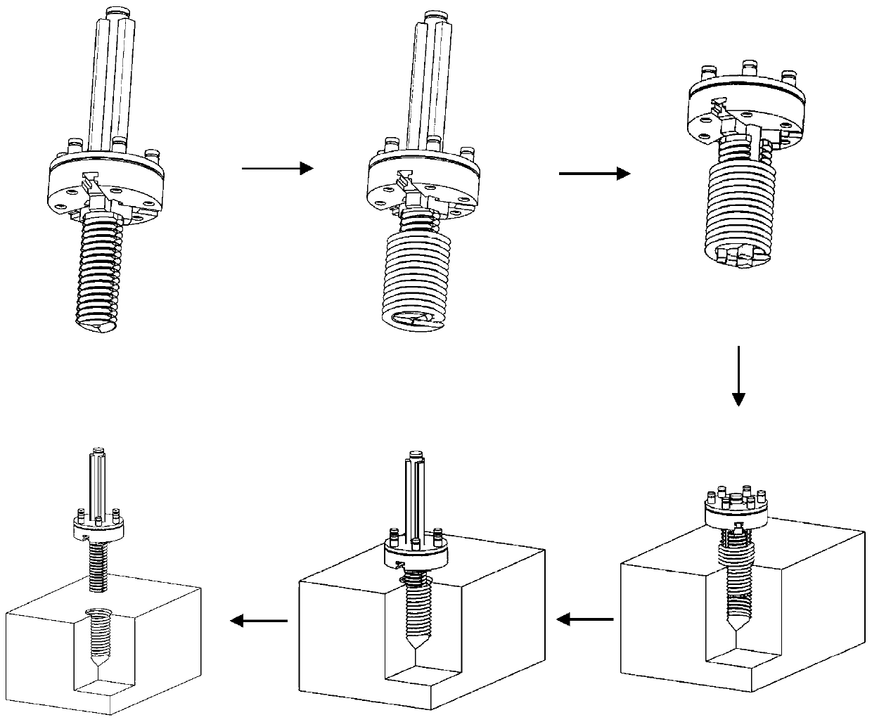 Assembly device and method of steel wire screw sleeve