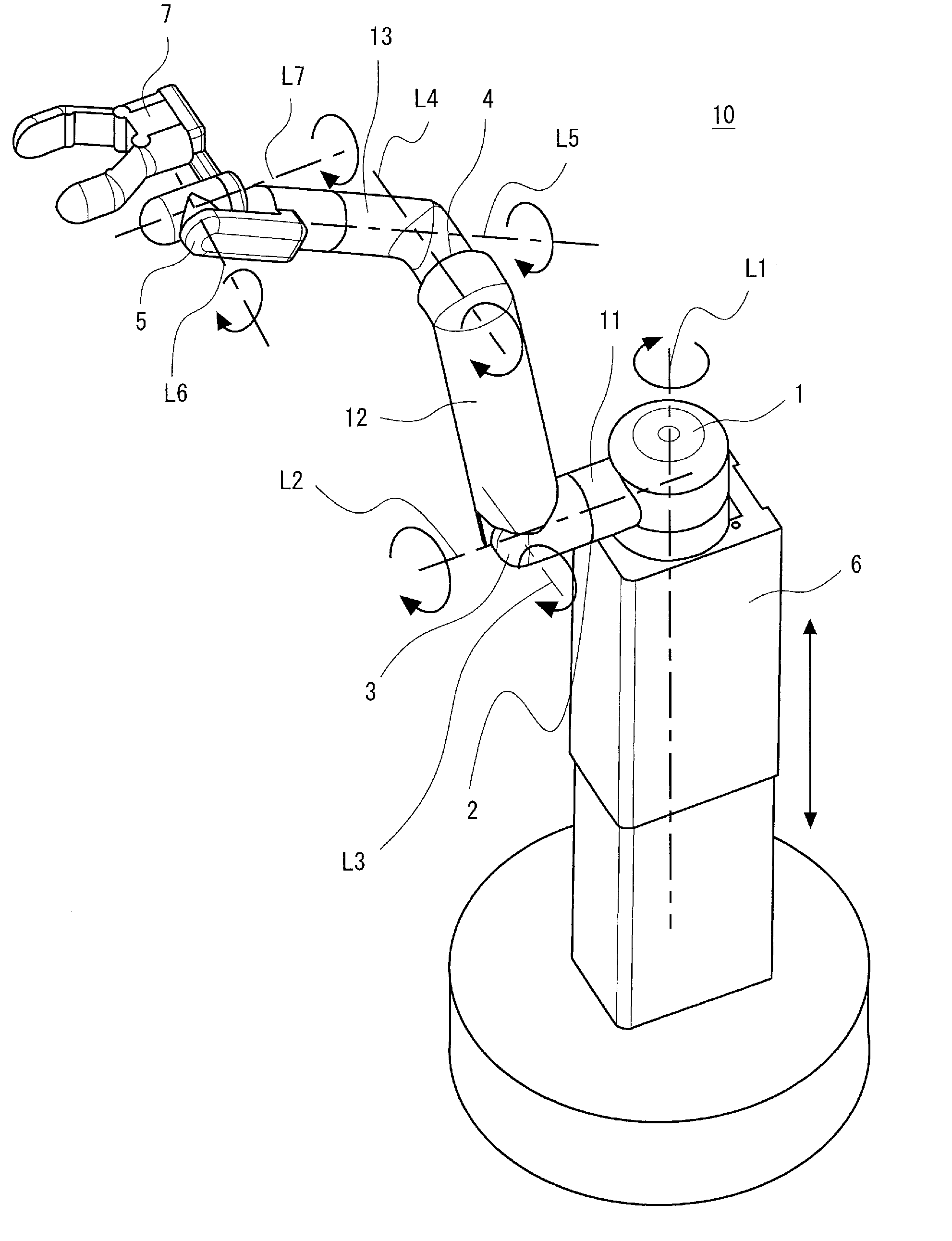 Articulated arm robot, control method and control program