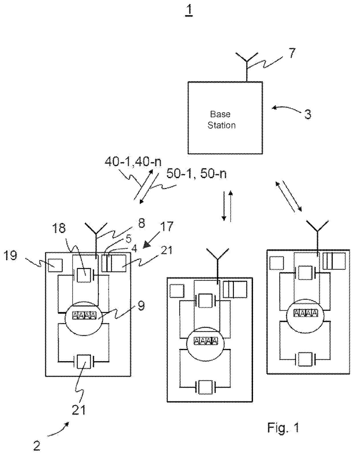 Method for transmitting data between a node and a base station in a communication system, and base station and node