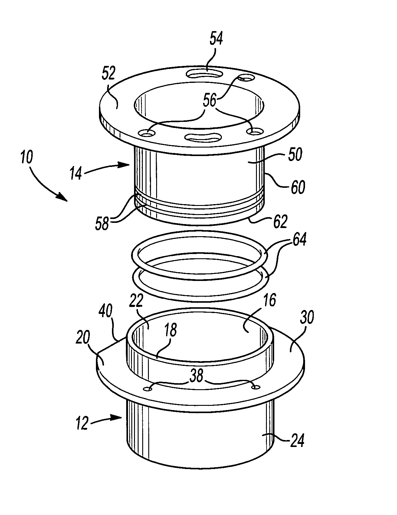 Water closet flange hub assembly