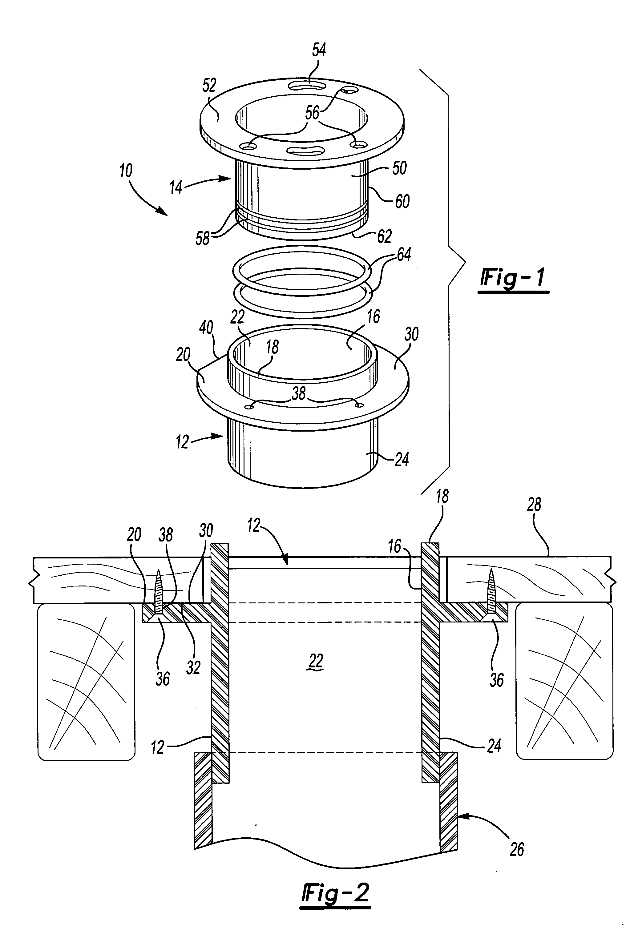 Water closet flange hub assembly