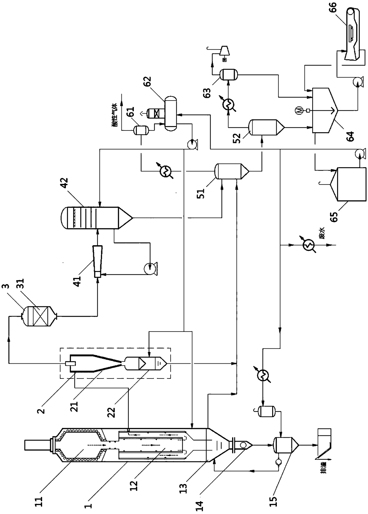 Gasification system and process for high-efficiency recovery of heat energy via wet ash cooling method