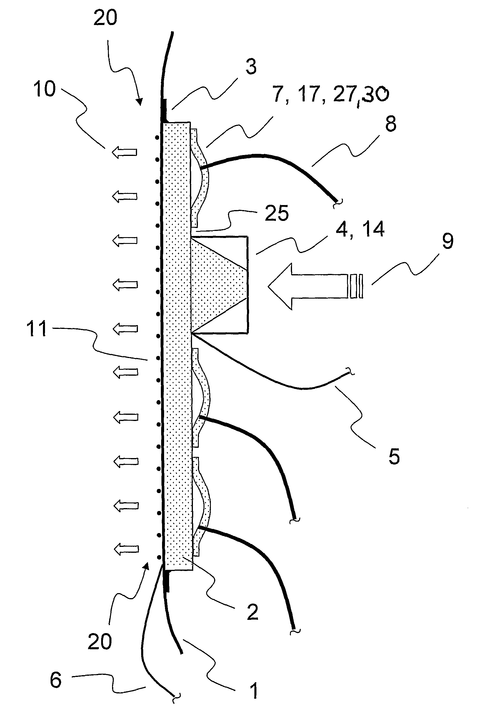 Device for conducting air in order to provide air conditioning for a body support device