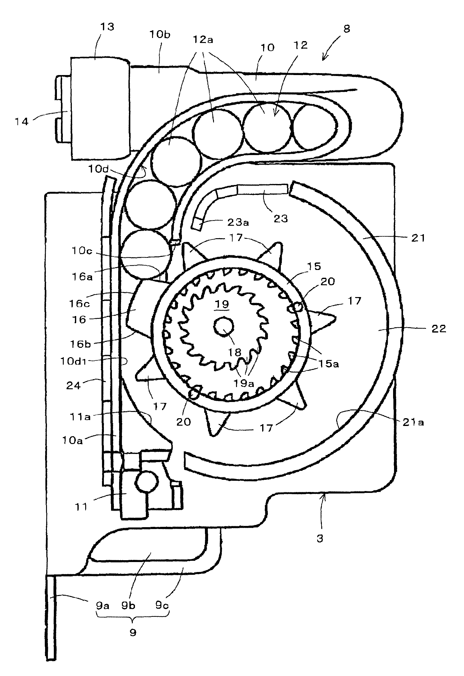 Pretensioner, seatbelt retractor including the pretensioner, and seatbelt apparatus including the seatbelt retractor